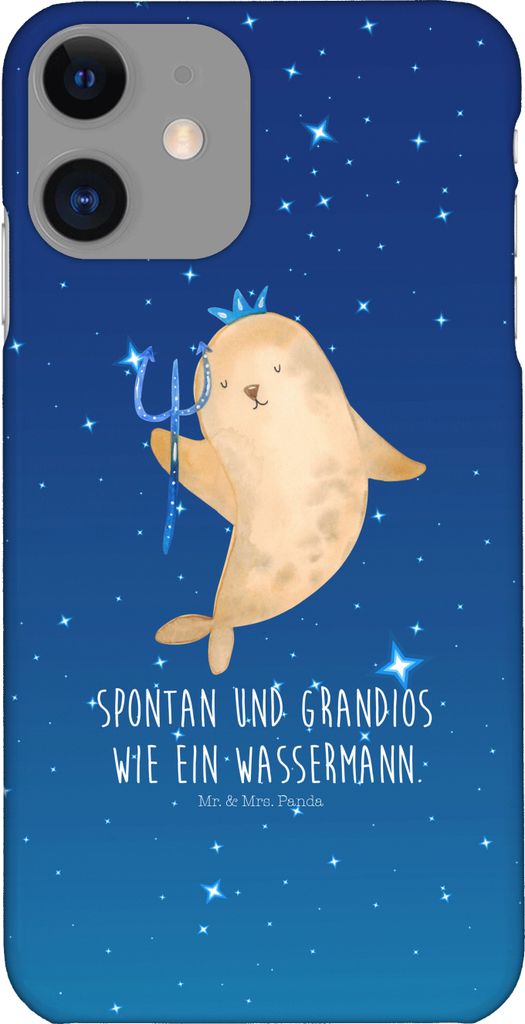Mr. & Mrs. Panda Iphone 11 Handyhülle Sternzeichen Wassermann - Sternenhimmel Blau - Geschenk, Aszendent, Cover, Meermann, Geburtstag Januar, Hül...