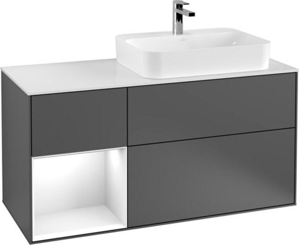 V&B Waschtischunterschrank Finion 120cm, Pl w m, Rg l g w Lac, Anthrac. m