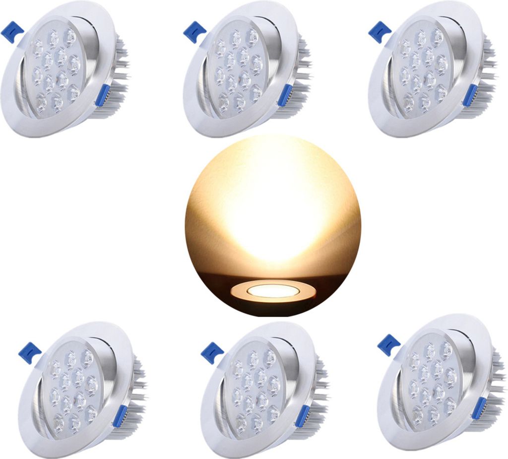 6 Stück 12W LED Einbaustrahler,Deckenspots Warmweiß Produktbild 