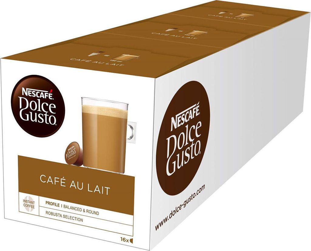 Nescafe Dolce Gusto Cafe Au Lait 3x16 Pods Kaffeegenuss 3er Pack