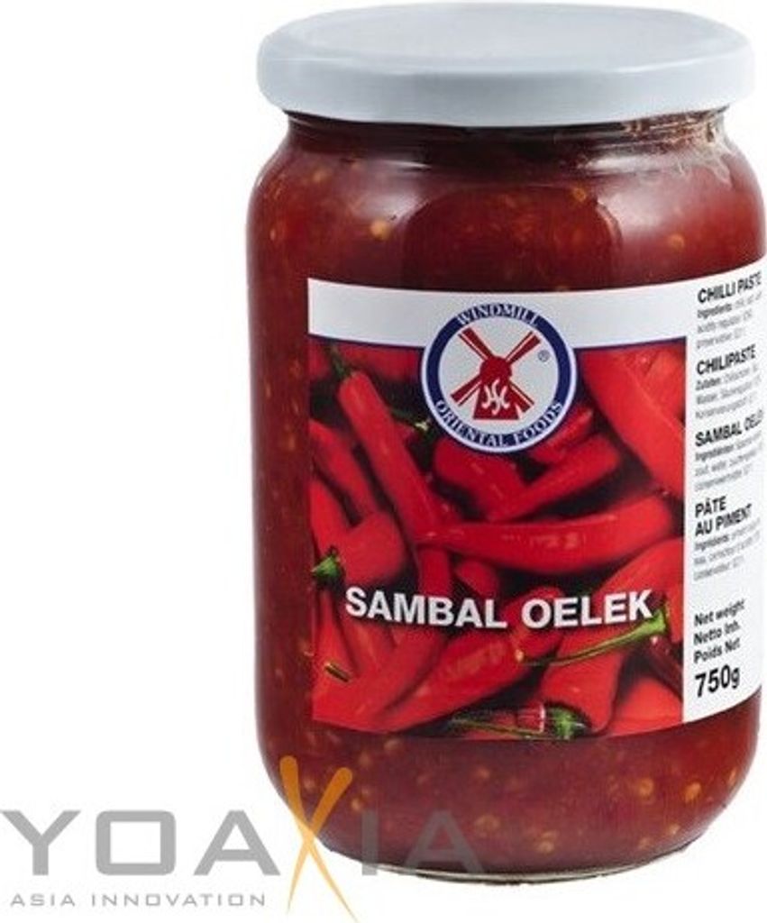 A jar of chili paste with red chilies on the label.