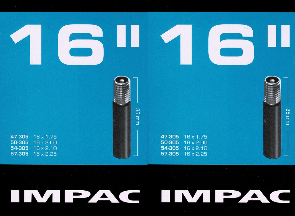 2x Impac 16 Zoll AV Schlauch Auto Schrader Ventil 47 - 57 Produktbild 