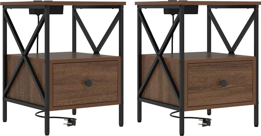 Nachttisch 2 pcs Braun Eichen-Optik 41,5 x 40,5 x 55 cm