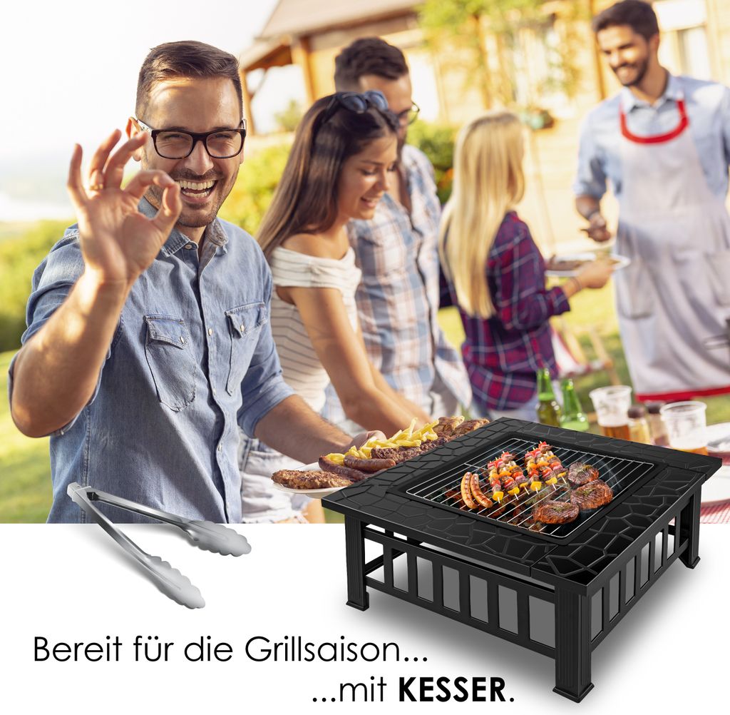 KESSER® Feuerstelle mit Grillrost & Grillzange Feuerschale Produktbild 5