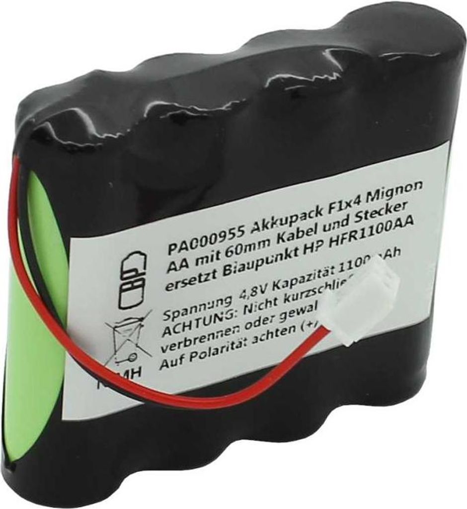 Pack de piles rechargeables NiMH 4,8V 1100mAh F1x4 Mignon Image du produit 