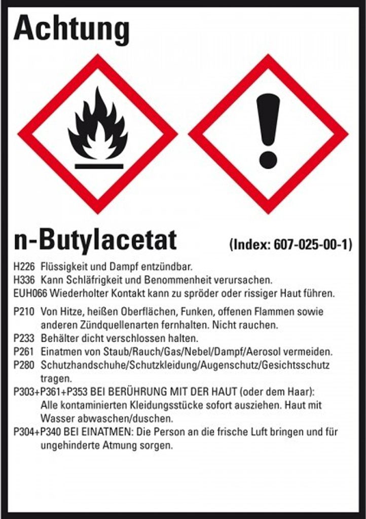 Dreifke Aufkleber I GHS-Etikett n-Butylacetat, GefStoffV/GHS/CLP, Folie, 52x...