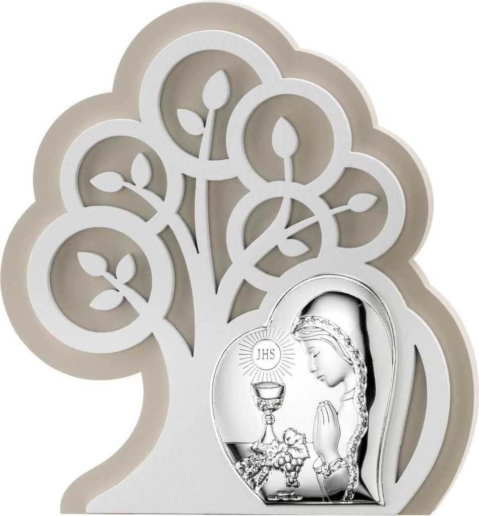 Kommunionbild, Silber, Erinnerung an die Erstkommunion mit Gravur | Größe: 14x15,5 cm | Artikelnummer: VL81400/1L