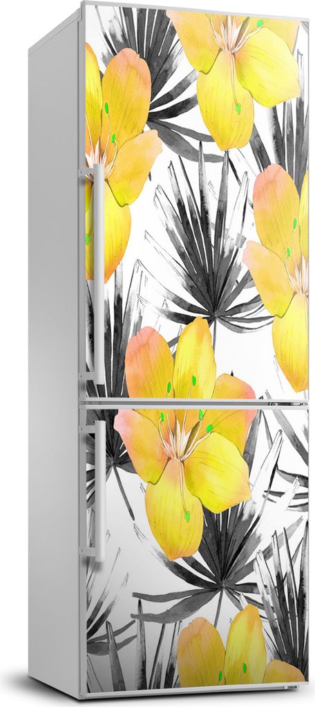 Tulup Kühlschrankdekoration - 70x190 cm - Aufkleber auf dem Kühlschrank - tropische Blumen