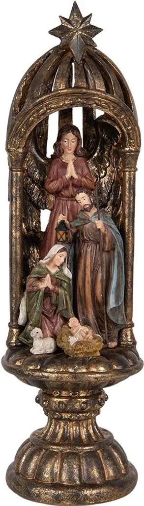 Clayre & Eef Figurine Crèche de Noël Dorée en Plastique Ø 14x43 cm
