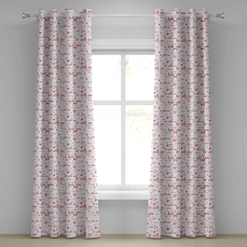 Rideau à motifs bagues de mariage et cœurs 280x245 cm rose blush chic