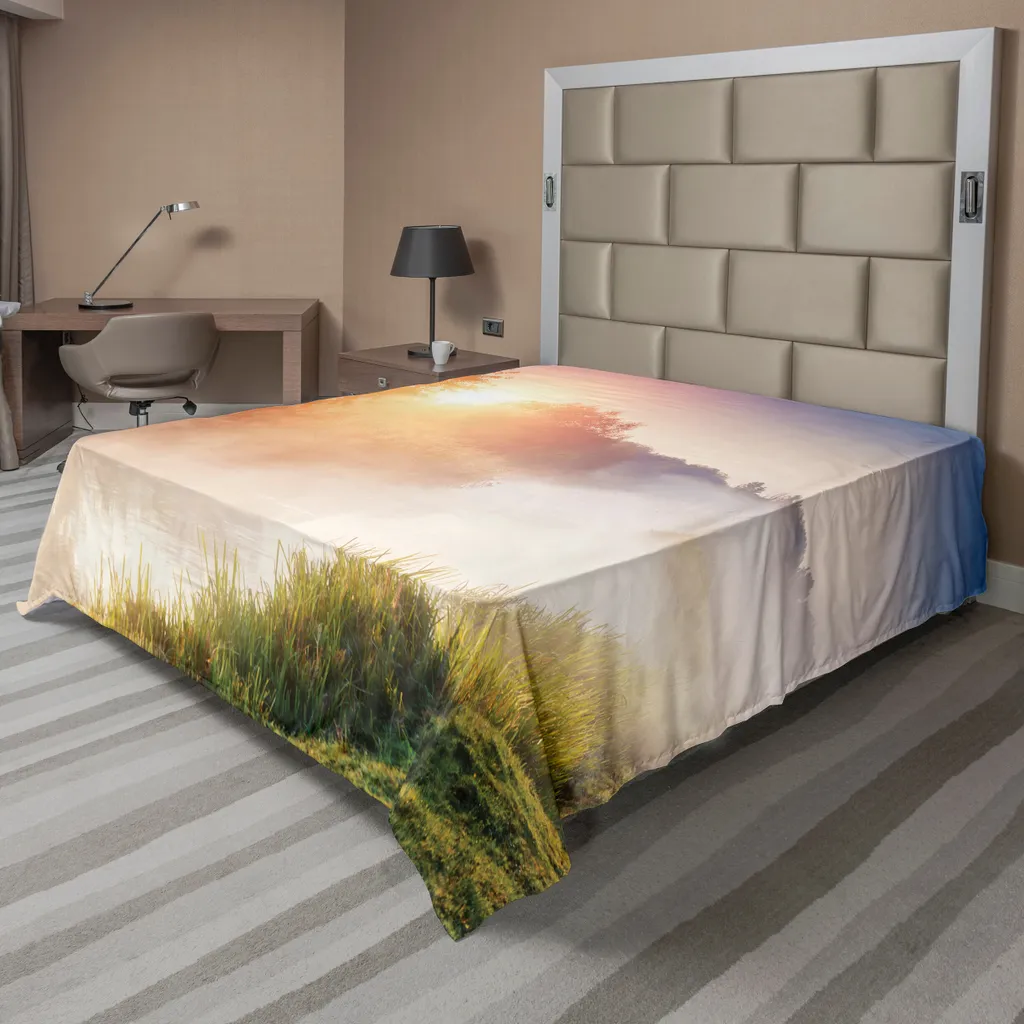ABAKUHAUS Drap Plat Paysage de Montagne Brumeuse Multicolore 275x260 cm