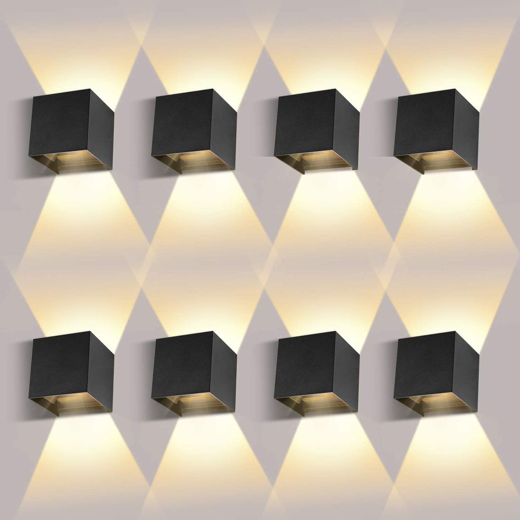 Cwycfw 4 Stück 24W LED Wandleuchte Innen/Außen Schwarz Wandlampen