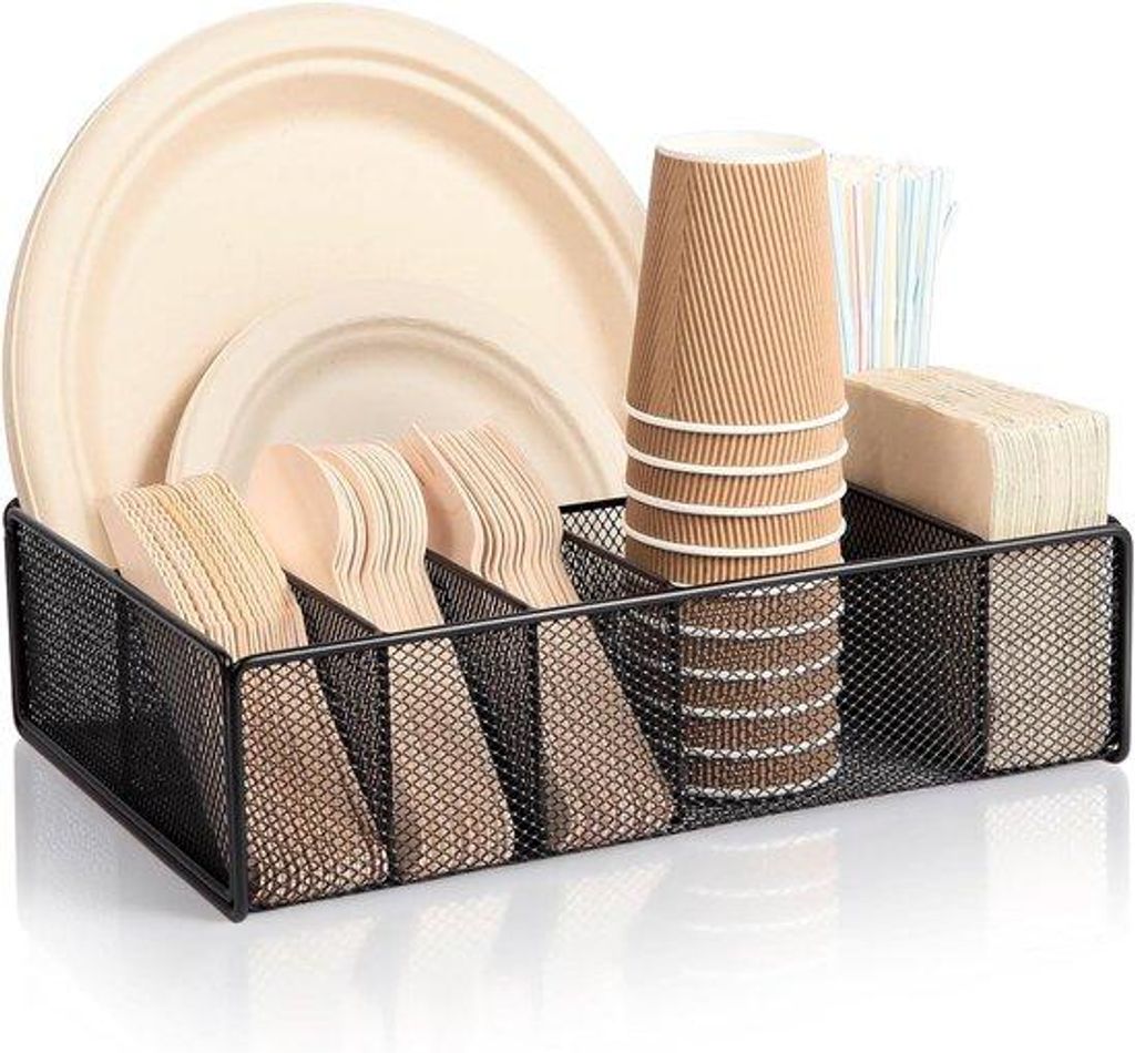 Papieren Bord Organizer für Küche - Besteckcaddy mit 6 Fächern für Grill, Picknick und Dinner