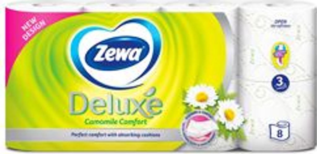 Toilettenpapier „Deluxe“, Kamille, 3-lagig, 8 Rollen, ZEWA Produktbild 