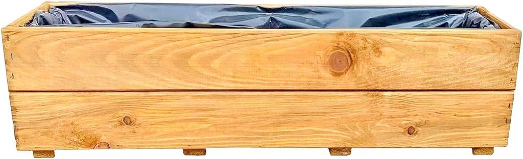 Pflanzkasten aus Holz Pflanzkübel Kübel Kasten Garten Terrasse fertig montiert D27 (Teak, 60 cm)