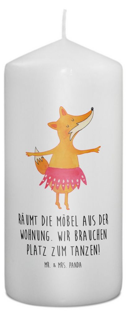 Mr. & Mrs. Panda Kerze Fuchs Ballerina 15 x 7 cm - Weiß - Geschenk, Party, Feier, Blockkerze, Tänzer, Stumpenkerze, Erinnerungskerze, Geburtstag,...