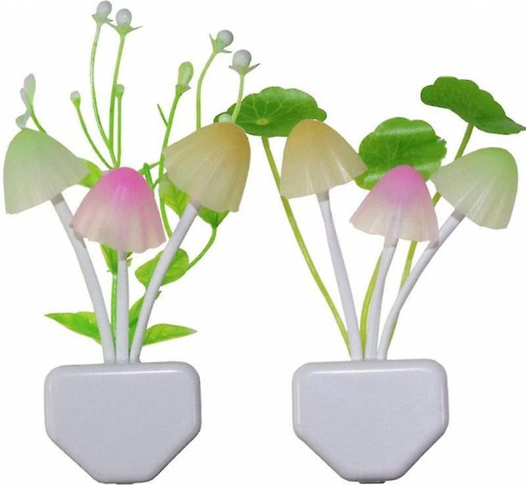 2 Stück Pilz-LED-Nachtlicht, Wandleuchte mit 7-Farben-Dimm-Sensor, Plug-in Licht für Kinder & Erwachsene
