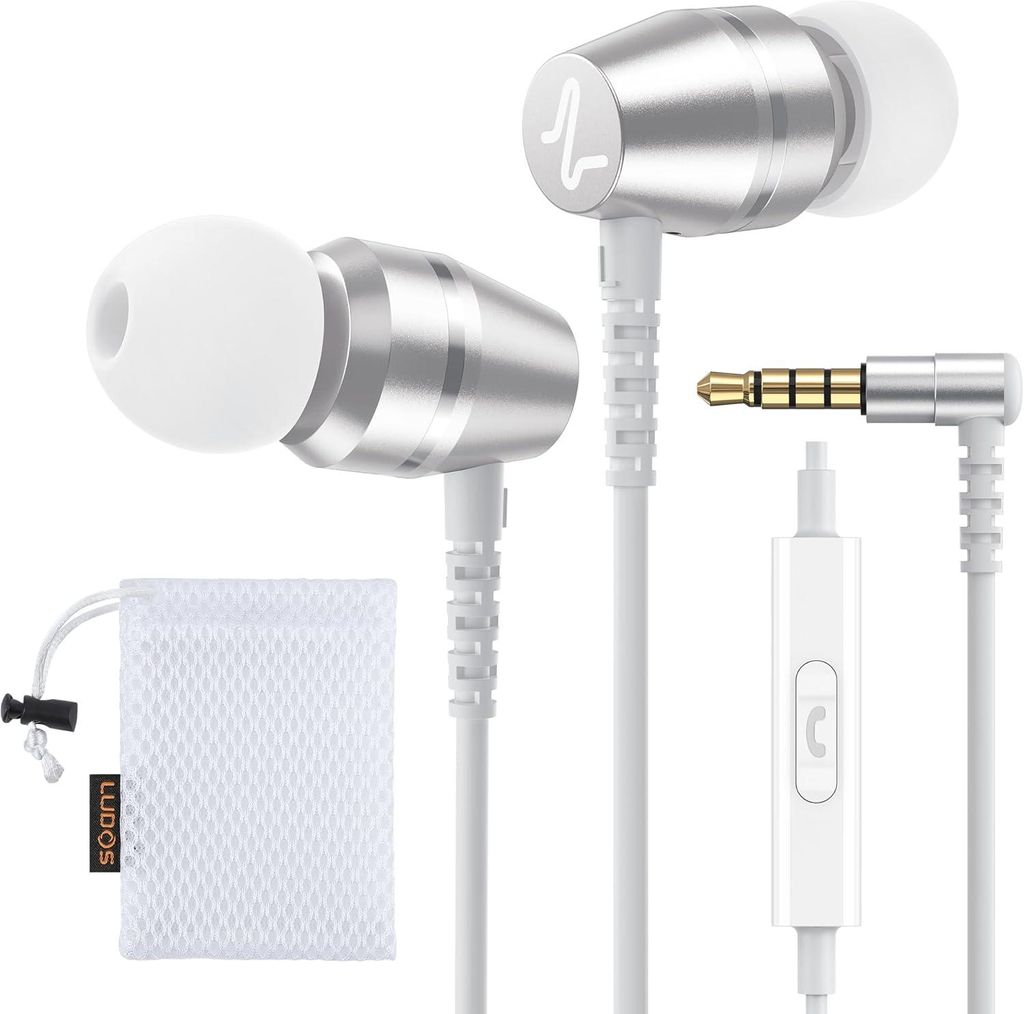 In-Ear Kopfhörer mit Kabel und Mikrofon, klarer Stereo-Sound, 3.5-mm-Anschluss, ergonomischer Sitz, ideal für Musik, Filme und Anrufe
