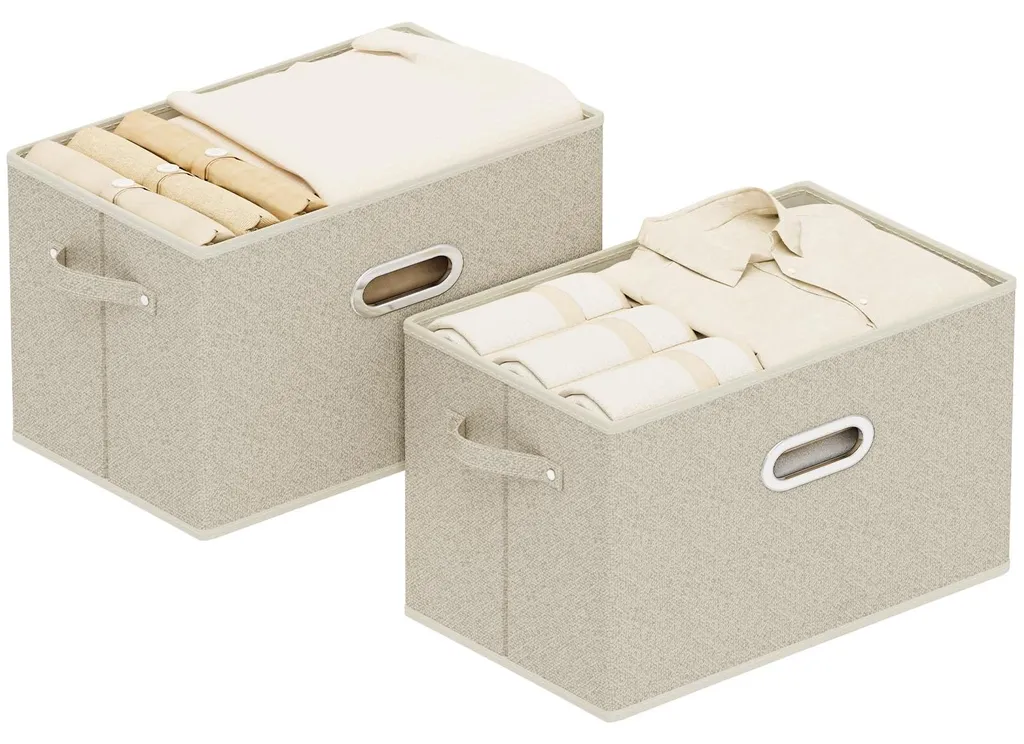 Organisateur de dressing gris 38 cm lot de 2 boîtes pour étagère armoire