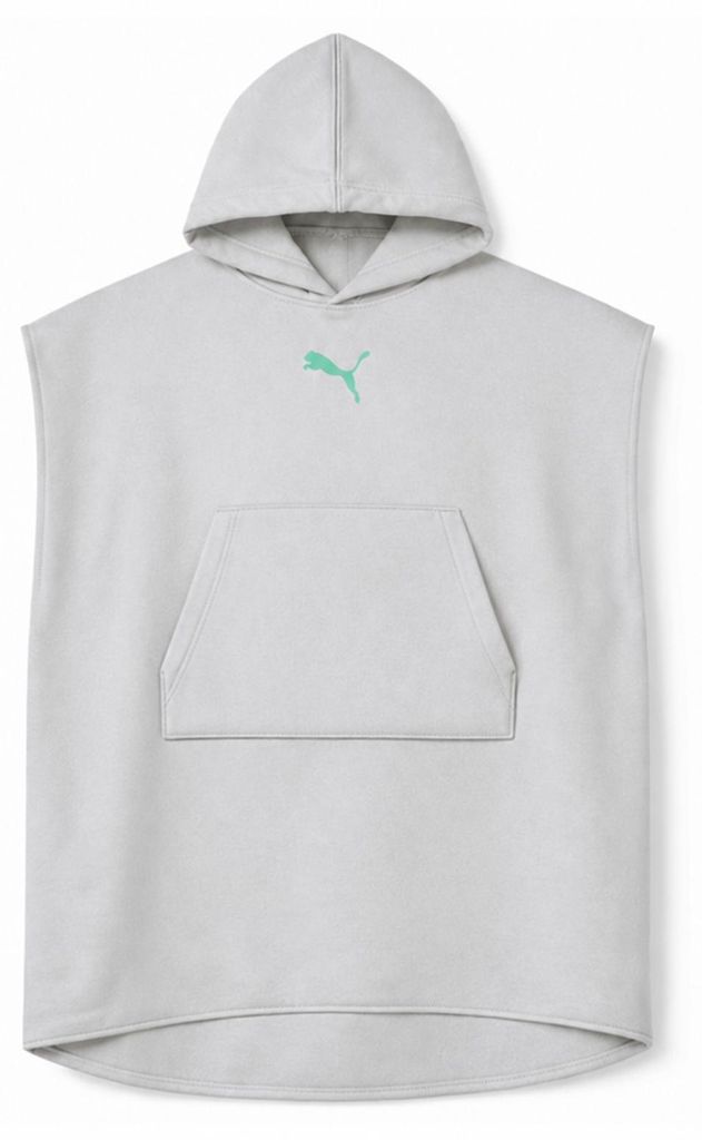 Puma Kinder Unisex Badeponcho Poncho mit Kapuze Strand Schwimmbad, Farbe:Light grey 3400, Bekleidung:6 - 9 Jahre