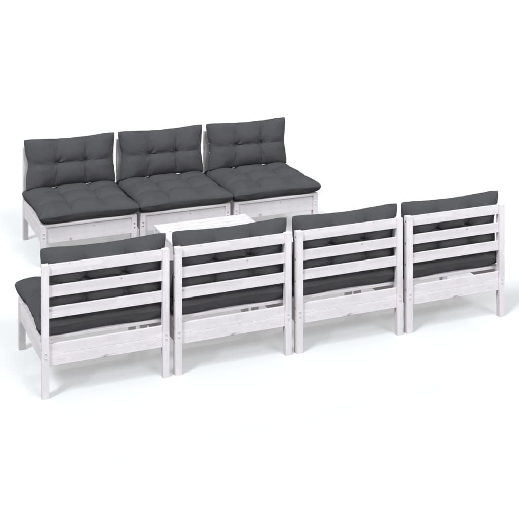 vidaXL 8-tlg. Garten-Lounge-Set mit Anthrazit Kissen Kiefernholz