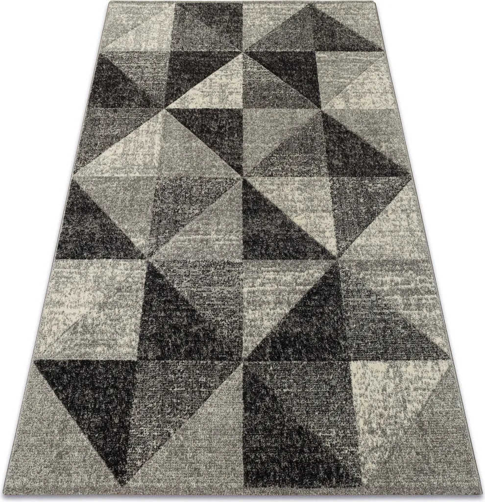 Tapis FEEL Triangles 280x370 cm - Fibre douce anthracite et crème élégant