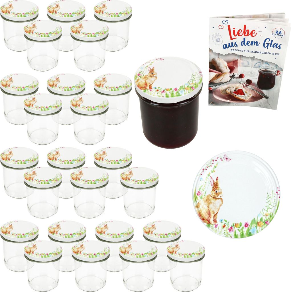25er Set Sturzglas 350ml Einmachglas Osterfreude Deckel Heft Ostern