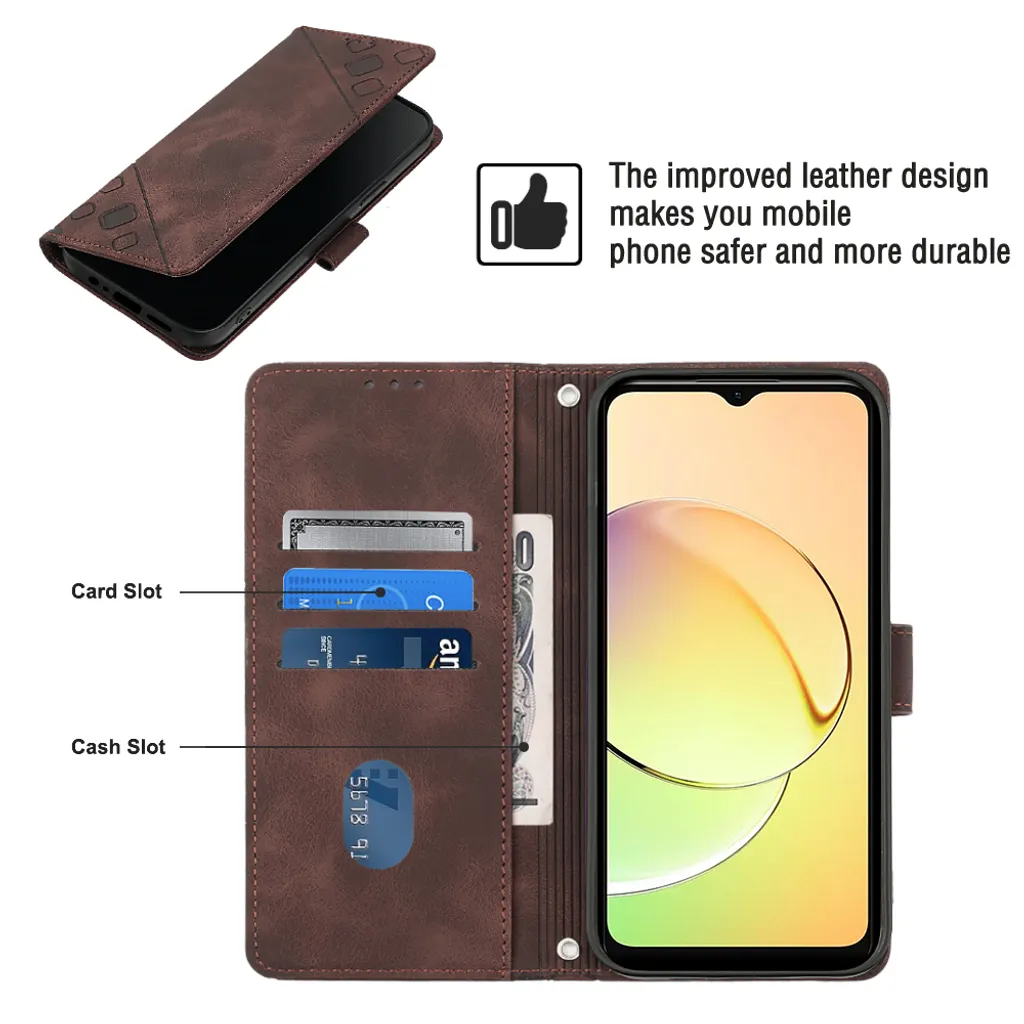 HAOYE Adatta per Cover Realme C55, con [Slot per Schede] [Chiusura Magnetica] Flip Case in Pelle PU Premium Custodia, Elegante Disegno a Rilievo Custodia a Libretto Versatile. Oro rosa