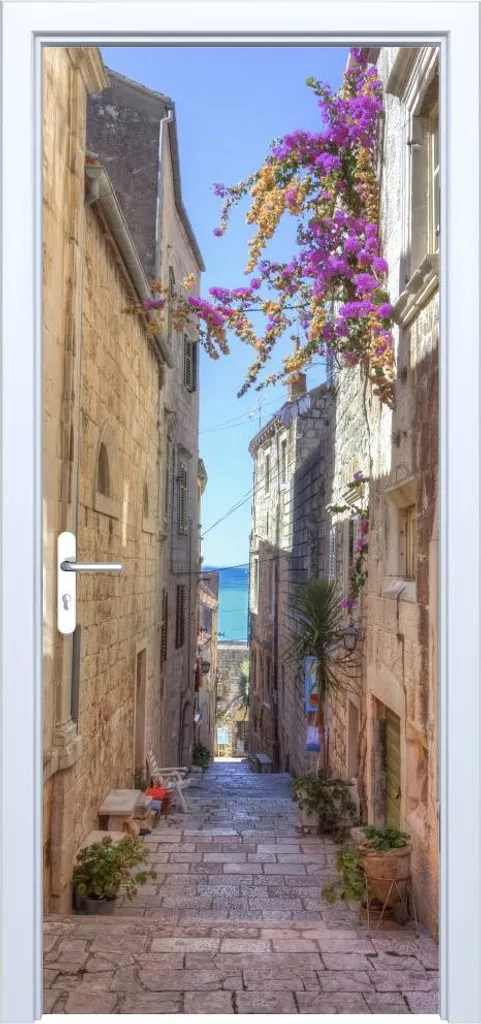 Adesivo Porta 3D Altstadtstraße 523PD in Tessuto: Decor Moderno