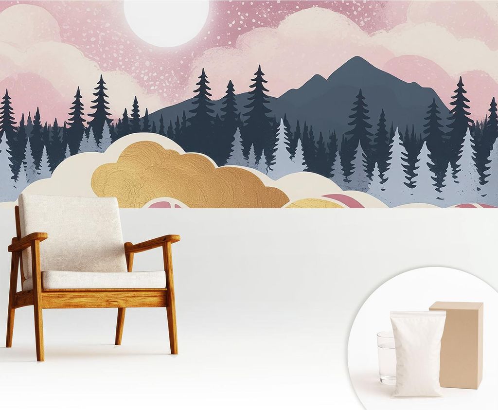 Fototapete - 250x104 cm - Tapete - Wandtapete - Wandbilder - Dekofolie - Tapete Folie - Wand - Dekoration - Wohnzimmer - Rosa Sonnenuntergang