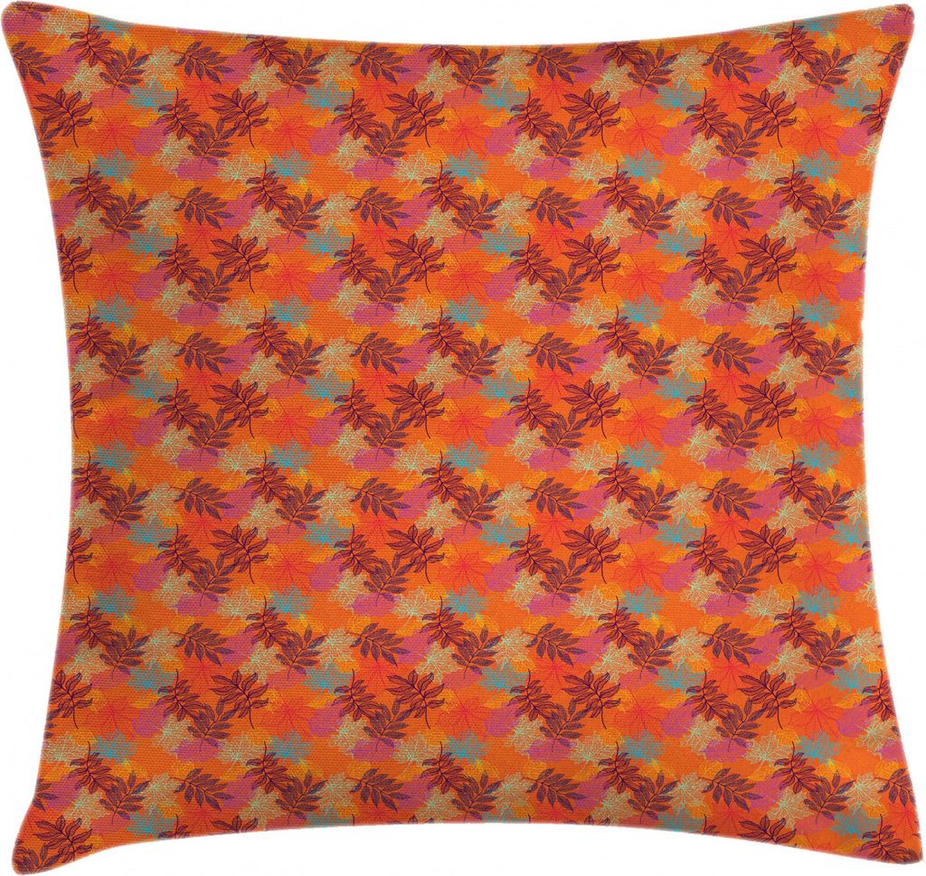 ABAKUHAUS Blumen Kissenbezug, Asian Style Bunte Blätter, Kissenbezug Beidseitiges Muster Klarer Digitaldruck Farbfest mit Reißverschluss, 45 x 45...