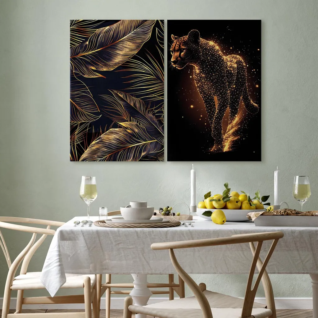 murando - Set di quadri Handart Elegante motivo animale stampa d'arte 80x60cm 2 pezzi ciascuno 40x60cm Collage 2er Pile con Gel acrilico rivestito Wall Art Tela Immagini Decorazione - Colore scuro g-C-10199-b-a - 6