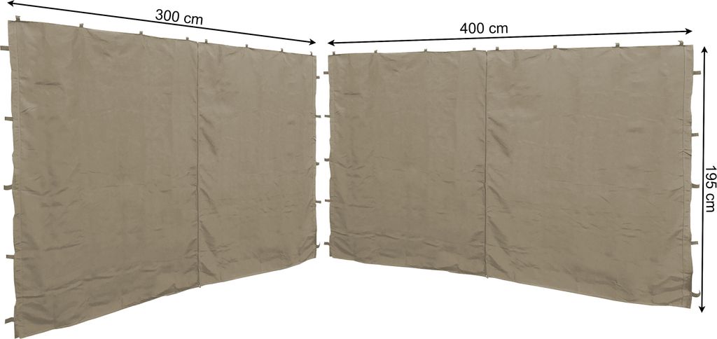 2 Seitenteile mit RV  300/400x195cm für Pavillon 3x4m Produktbild 