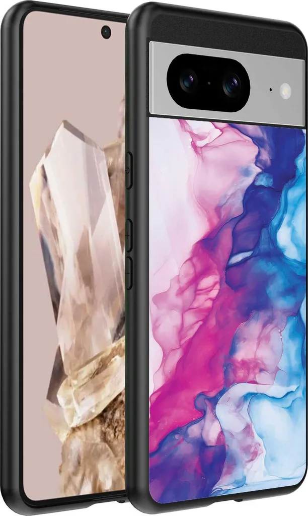 Custodia Google Pixel 8 Pro Marmo Rosa Blu | Cover TPU Elegante