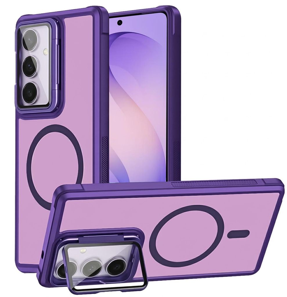 Schutzhülle für Samsung Galaxy S26 Plus Hülle, Metallring für Wireless Laden klappbarer Kamera Schutz Glas Ständer