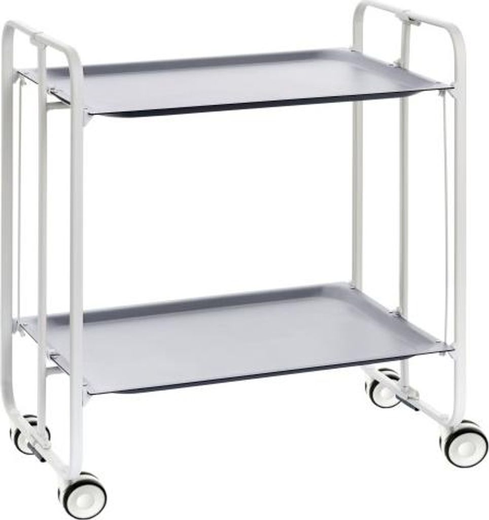 DON HIERRO - Klappbarer Servierwagen BAUHAUS mit Rollen – Metallgestell weiß, 2 Ebenen, 4 Positionen