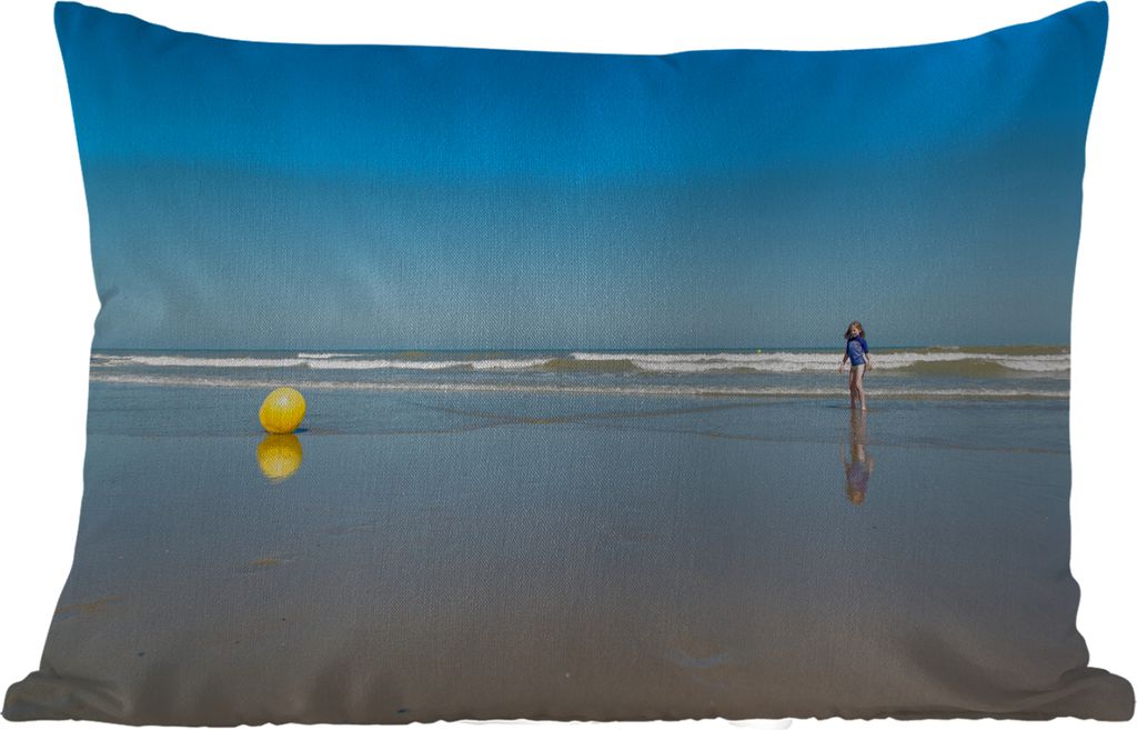 MuchoWow Outdoor Kissen - Nordsee - Strandball - Gelb - 60x40 cm - Wetterfest - Lounge Kissen - Zierkissen - Kissen für Innenräume