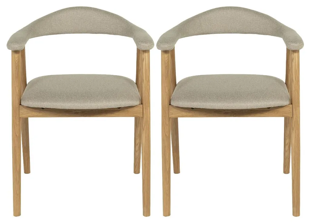Chaises de Table en Chêne et Tissu Beige Lore pour Salon et Cuisine