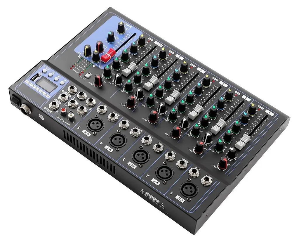 Table de mixage audio pour Podcast et Live - Console 7 canaux compact