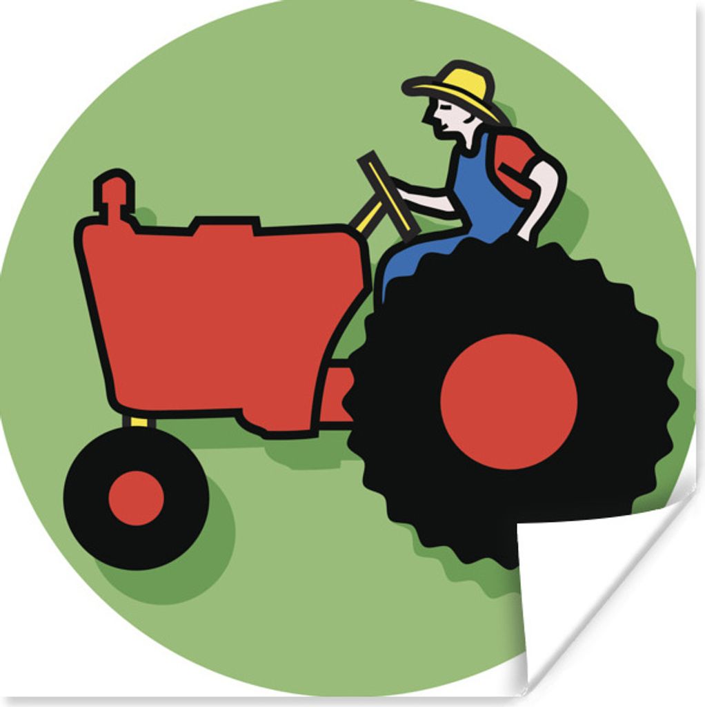 MuchoWow Poster Traktor - Landwirt - Rot 30x30 cm - Wandposter - Printing