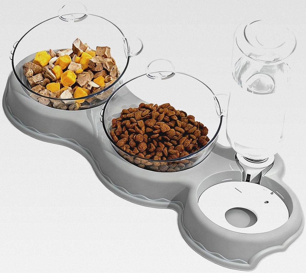 Katzen Futterautomat | Automatischer 15-Grad-Schrägspender - Erhöhter Futternapf & Wasserschale - Für Kleine, Mittelgroße & Große Katzen, Hund...