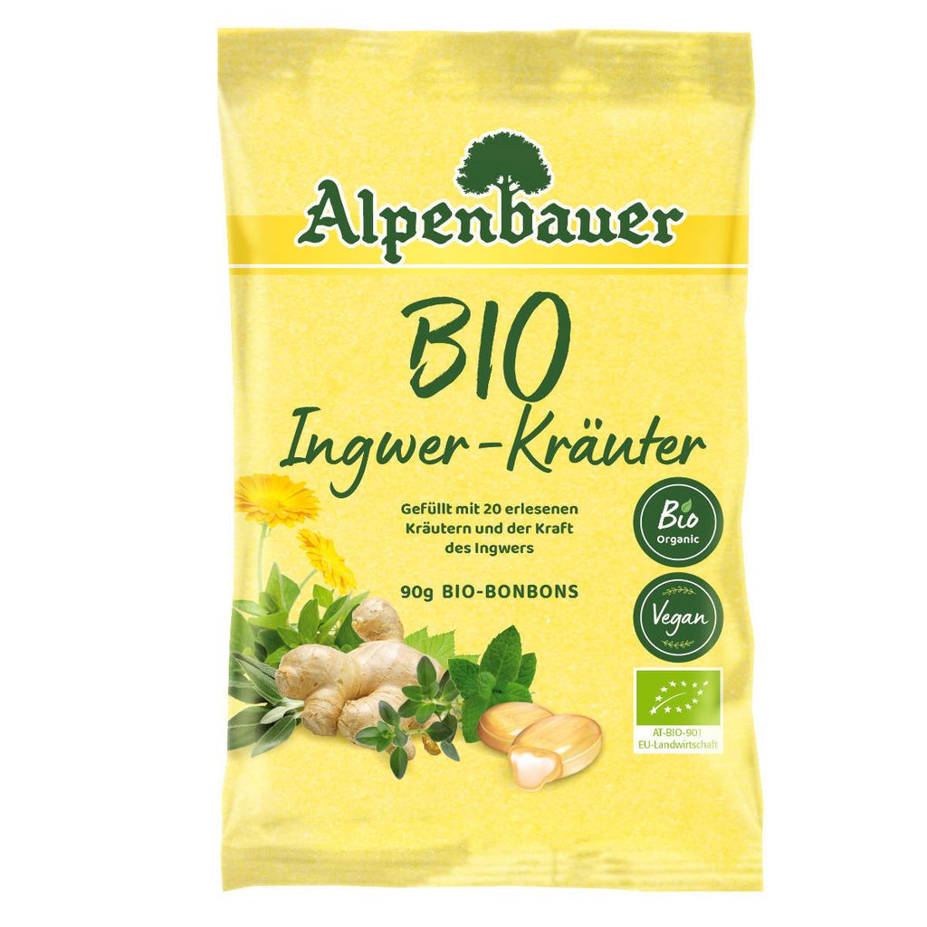 Produktbild Alpenbauer Bio Ingwer Kräuter Bonbons mit flüssigem Kern 90g