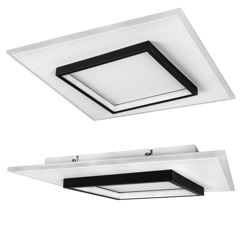 XUDO LED Deckenleuchte 32W 3000lm 40x40cm Neutralweiß 4000K Modern Eckig Schwarz-Weiß Wohnzimmerlampe Flur