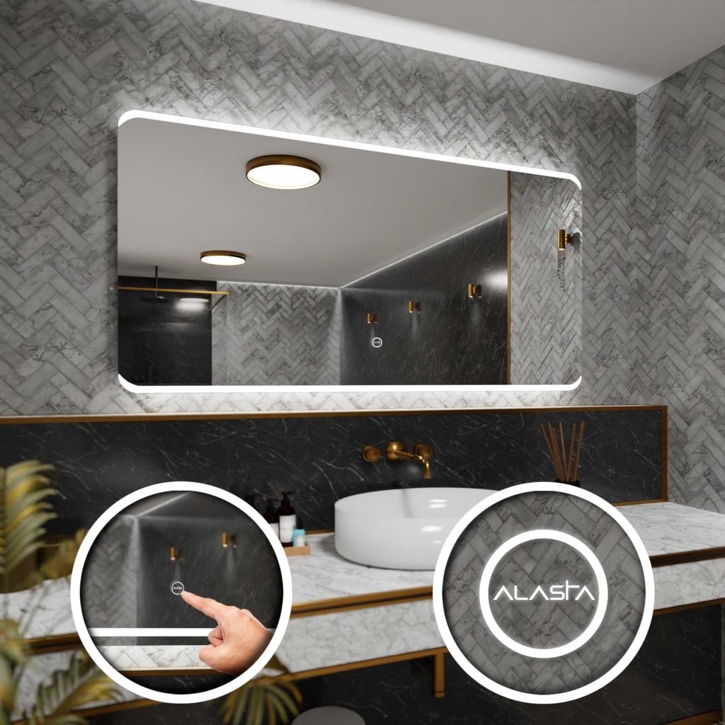 Badspiegel mit LED Beleuchtung und Touch-Schalter - Modena - 110 cm, 100 cm