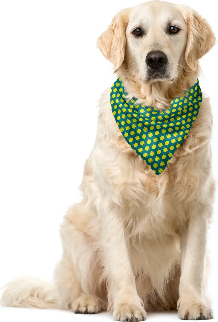 Bandana Cane ABAKUHAUS 40x40 - Comfort e Colore Giallo Blu Petrolio