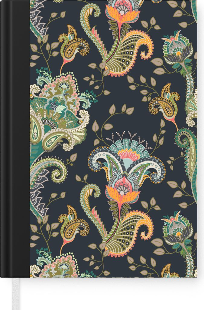 MuchoWow Notizbuch Tagebuch Haushaltsbuch Notebook A5 Blumen - Chic - Vintage - Bohème - Muster - Notizblock - Notizheft - Notebook - Schreibblo...