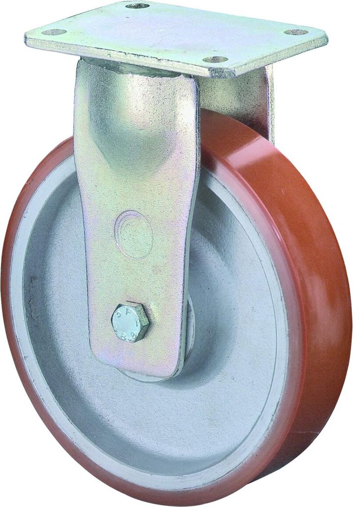 BS Rollen Schwerlast-Bockrolle RC100 Durchmesser 200mm Tragfähigkeit 1000kg PUR-Rad Platte 138x110mm - RR110.C10.200