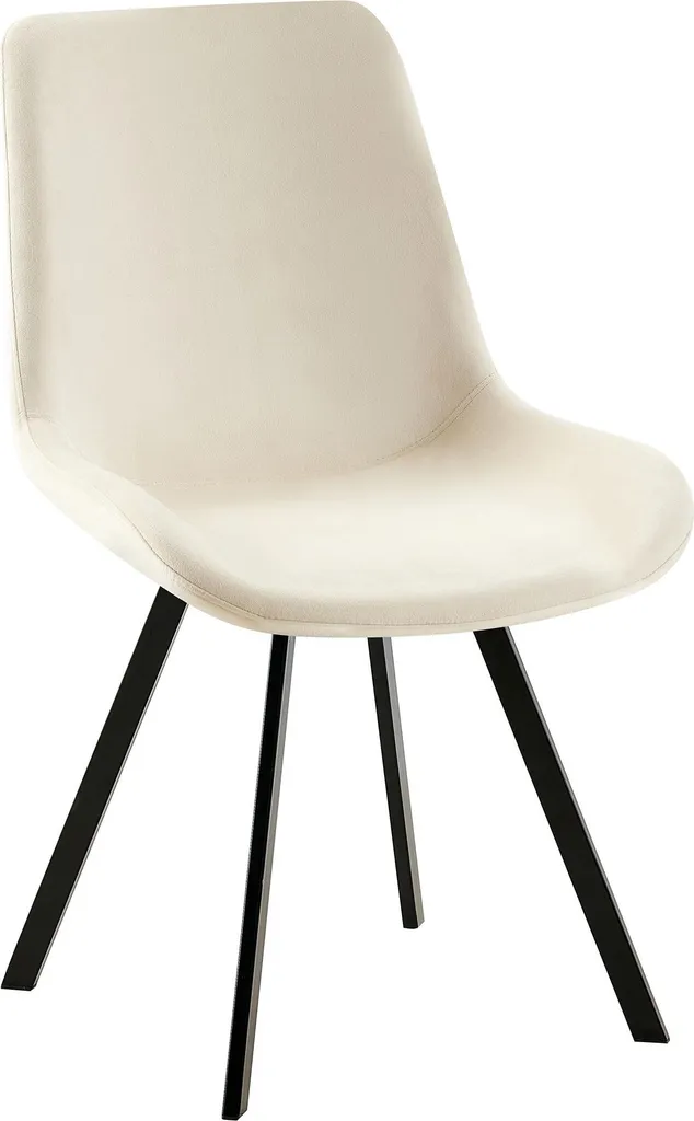Chaise de salle à manger Lewes en velours avec pieds en métal noir