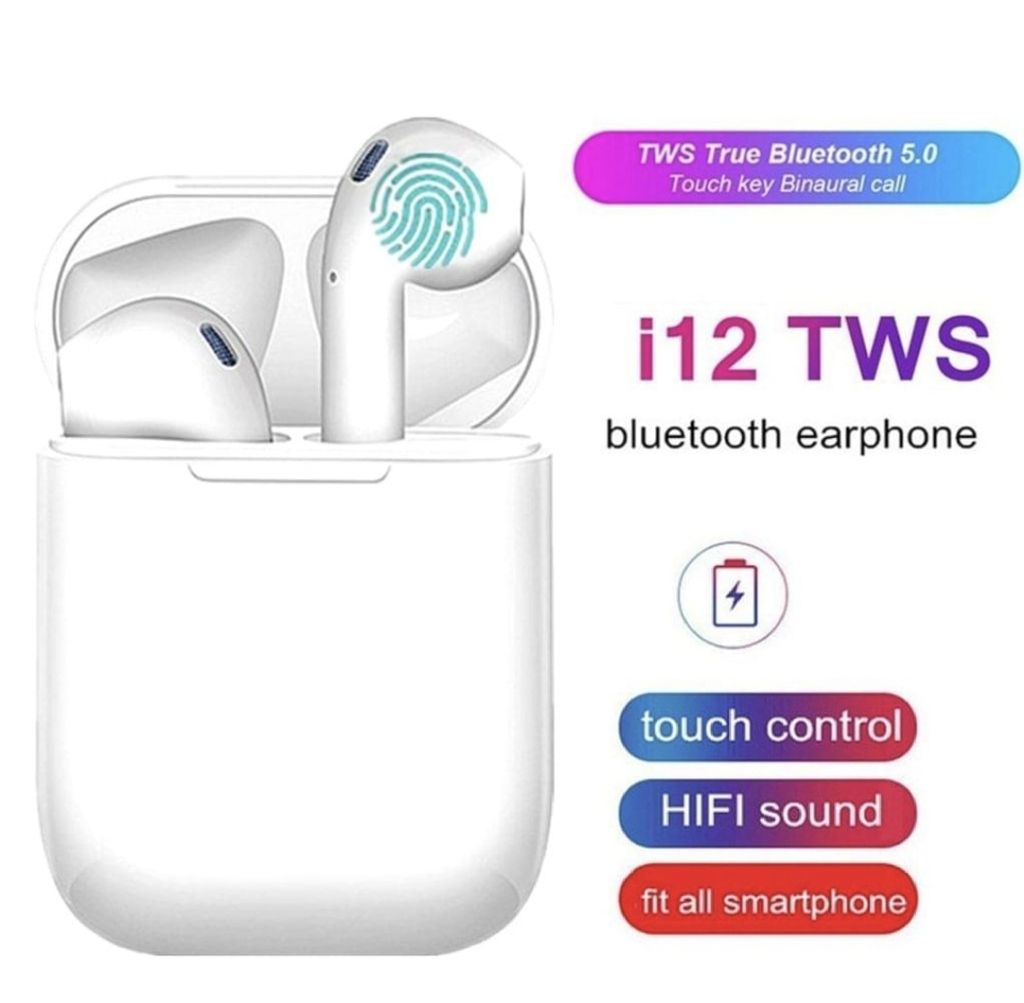 Bluetooth 5.0 Kopfhörer Mini i12 TWS 3D Stereo Sound Touch Control Pop-Up Auto Pairing für Android/IOS Smartphones Kabellose Ohrhörer für Sport & Arbeiten IPX7 Wasserdicht-Weiß 