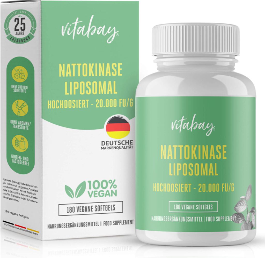 Vitabay Nattokinase 2.000 FU – 180 vegane Kapseln – Produktbild 